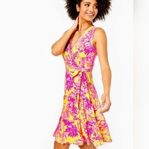 Lilly Pulitzer Floral Wrap Dress in Pink and Yellow